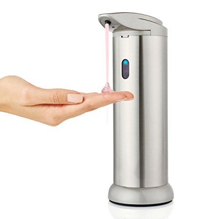 Soap Dispenser, Touchless Stainless Steel Automatic Soap Dispenser with Sensor Fingerprint Resistant and Waterproof Base for Kitchen Bathroom Sanitizer Shampoo