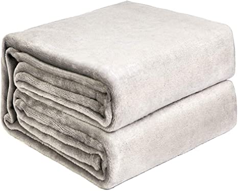 NEWSHONE Flannel Fleece Luxury Blanket - Lightweight Cozy Plush Throw Blanket Twin Size(90inX90in) Grey