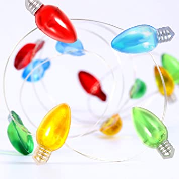 Christmas Colorful Bulbs String Lights, 10ft 30 LED Battery Powered New Years String Lights with 8 Modes, Light Decoration for Christmas Winter Birthday Parties DIY Home Bedroom Decoration