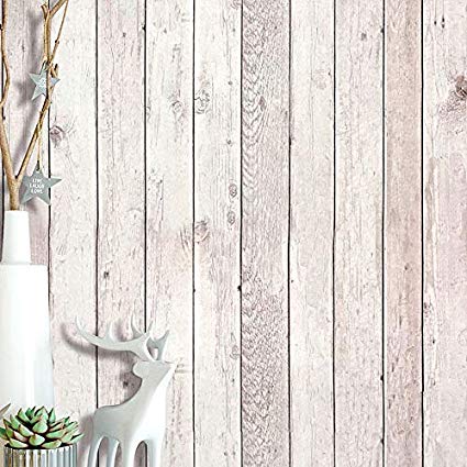 Wood Contact Paper Decorative Wood Wallpaper Removable Wood Plank Narrow Peel and Stick Self Adhesive Wall Covering Wood Panel Faux Distressed Wood Grain Texture Film Vinyl Roll 17.7inx 16.4ftMilky