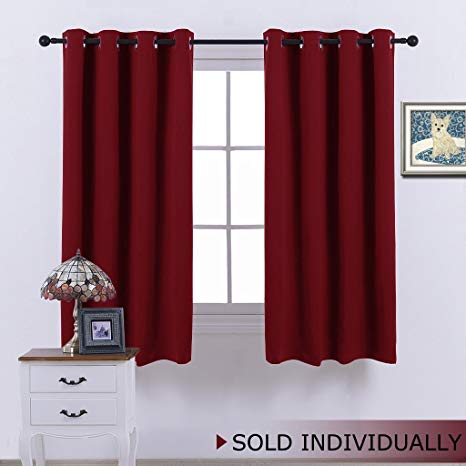 NICETOWN Room Darkening Blackout Red Curtain - (Burgundy Red) Home Decor Energy Smart Thermal Insulated Window Treatment Drape/Drapery Kitchen, 52x63 inch,1 Piece