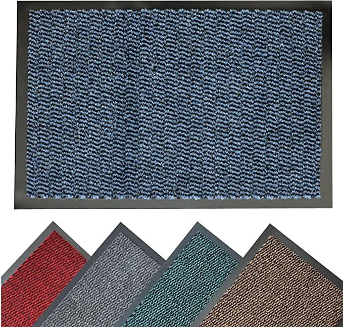 Bravich® Blue Speckled Large Non-Slip Heavy Duty Entrance Door Mat Commercial Office Outdoor Dirt Trapper Barrier Indoor Rubber Washable Mats Runner Premium High Qualtiy 80x120cm (2'6x4')