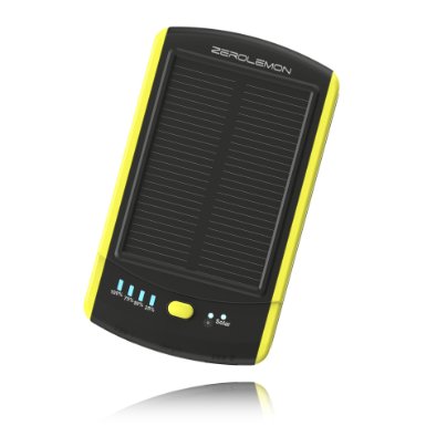 Solar Charger External Battery, ZeroLemon Solar Juice 6000mAh Fast Portable Charger External Battery Power Bank with Solar Charging Technology for iPhone, iPad, Samsung and More - Rain-resistant and Dirt/Shockproof [36 months ZeroLemon Warranty Guarantee]