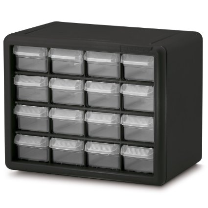 Akro-Mils 10116 16 Drawer Plastic Parts Storage Hardware and Craft Cabinet, 10.5-Inch x 8.5-Inch x 6.5-Inch, Black
