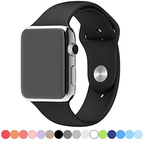 Apple Watch Replacement Band - Valuebuybuy Soft Silicone Replacement Sports Wristbands Straps for Apple Wrist Watch iWatch All Models Formal Colors S/M Size - 42mm/Black