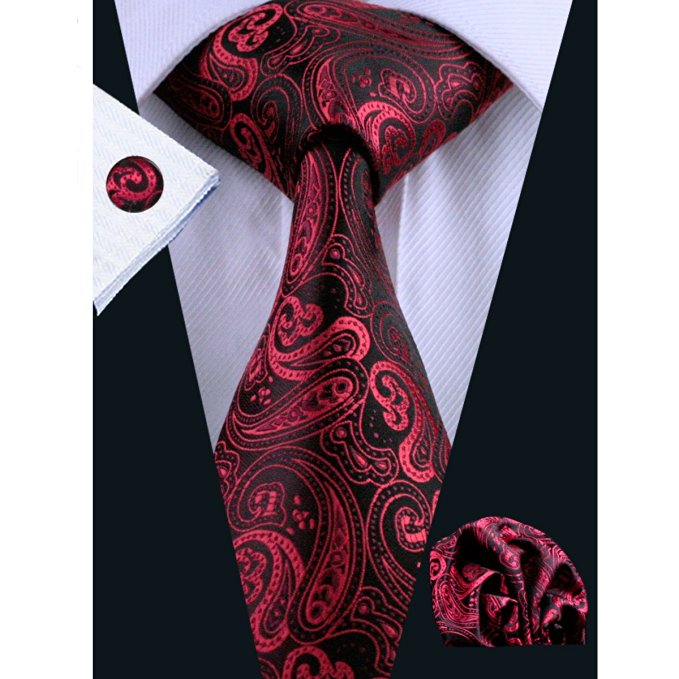 Hi-Tie New Fashion Woven Silk Paisley Tie Set for Men