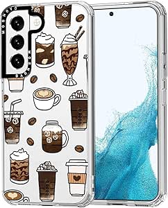 MOSNOVO for Galaxy S22 Plus Case, [Buffertech 6.6 ft Drop Impact] [Anti Peel Off] Clear Shockproof TPU Protective Bumper Phone Cases Cover with Coffee Design for Samsung Galaxy S22 Plus