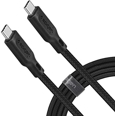 Spigen DuraSync USB C to C 3.2 Gen 1 Cable, Official E-Mark, 100W & 5Gbps, 1m, Cotton Braided Power & Data Transfer USB C Compatible with Macbook, iPad, Galaxy, Huawei, Pixel, and More