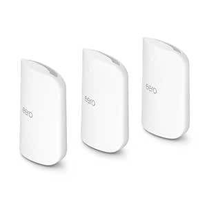 Amazon eero Max 7 mesh wifi router | 10 Gbps Ethernet | Coverage up to 7,500 sq. ft. | Connect 200  devices | Ideal for Gaming | 3-Pack | Latest Gen