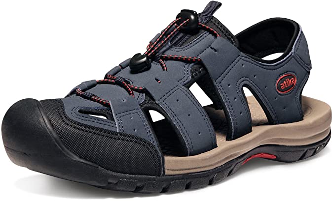 ATIKA Men's Outdoor Hiking Sandals, Closed Toe Athletic Sport Sandals, Lightweight Trail Walking Sandals, Summer Water Shoes