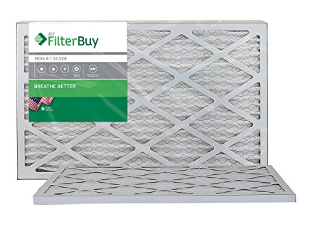 AFB MERV 8 Pleated AC Furnace Air Filter, Silver (2-Pack), (17x22x1) Inches