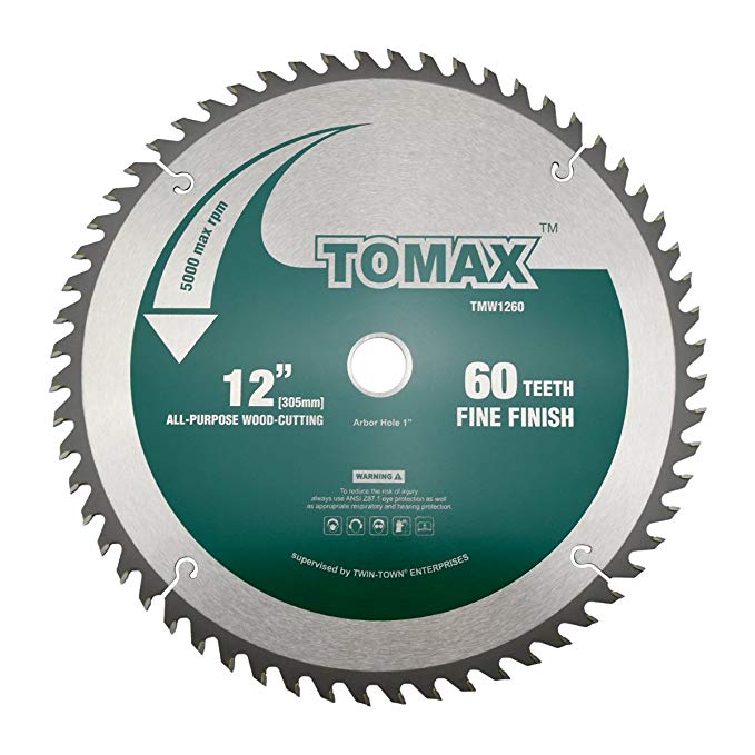 TOMAX 12 Inch 60 Tooth ATB Fine Finish General Purpose Woodworking Saw Blade