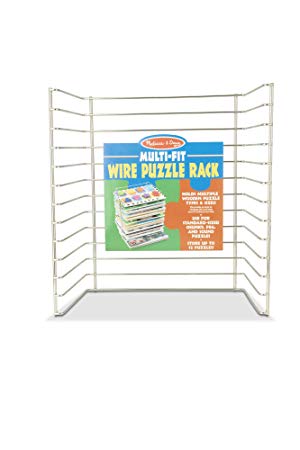 Melissa & Doug Multi-Fit Metal Wire Puzzle Rack Forup to A Dozen 12"-Wide, 0.75" Deep Wooden Puzzles