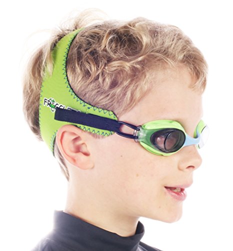 Comfortable Swimming Goggles designed for Kids - Smaller Goggles For Kids Heads - Tinted - 100%UV Protection - Frogglez Swimming Goggles are Hassle Free
