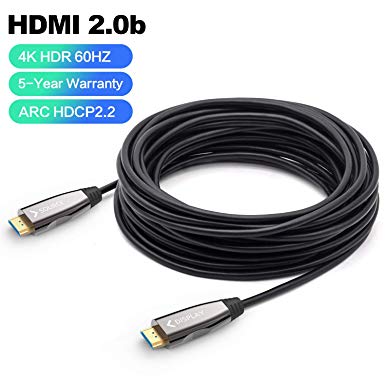 DELONG 30ft Long Fiber Optic HDMI Cable Support 4K UHD 60Hz at 18Gbps Ultra high Speed,Suitable for HDTV/TVBOX/Gaming Box/Projector/Nintendo Switch (100ft/50ft/30ft Optional)