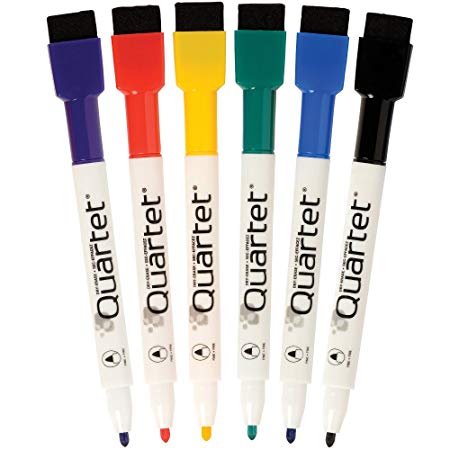 Quartet Magnetic Dry Erase Markers 6PK, Fine Point, Assorted Colors, ReWritables (51-659312Q)