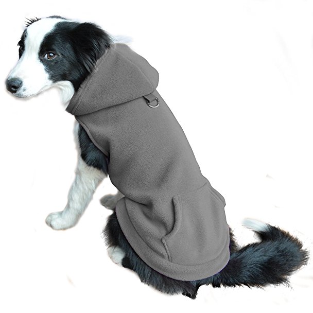 Fleece Dog Hoodies with Pocket, Cold Weather Spring Vest Sweatshirt with O-Ring