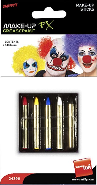 Smiffy's Make-Up Sticks - Red, Yellow, Blue, Black and White