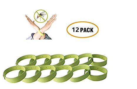 Pack of 12, All Natural Mosquito Repellent Bracelets Wristbands