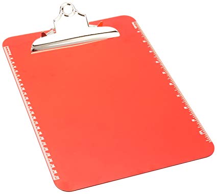 Sparco Transparent Plastic Clipboard, 9 x 12-1/2 Inches, Red (SPR01864)