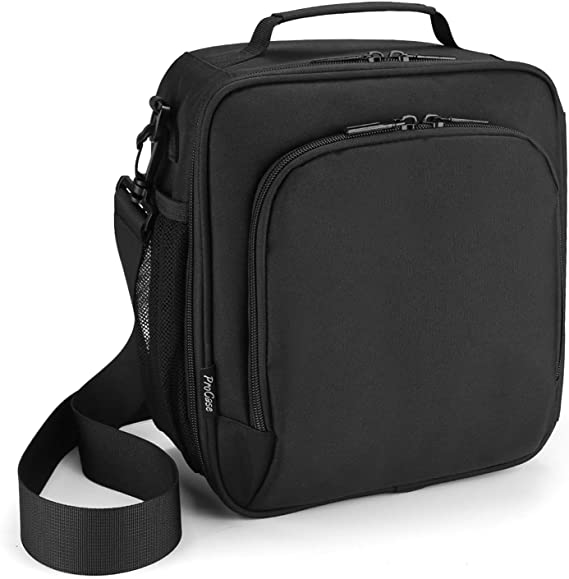 ProCase Insulated Lunch Box, Reusable Lunch Bag with Detachable Shoulder Strap, Water-Resistant Thermal Office School Lunch Cooler for Men, Women, Teenagers –Black