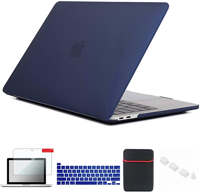 Se7enline 2020 MacBook Pro 13 inch Case New Model A2251/A2289 Plastic Hard Shell Laptop Cover for MacBook Pro 13-inch with Touch Bar with Sleeve, Keyboard Cover, Screen Protector, Dust Plug, Navy Blue