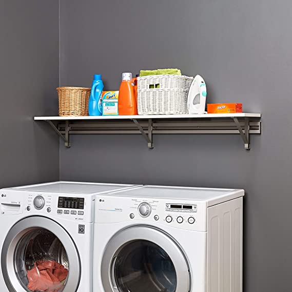 Arrange A Space 60" Long Single Shelf Kit Laundry Storage, White