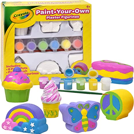 Crayola Paint Your Own Figurines, Decorate Your Own Painting Set, Includes 6 Figurines, 6 Pots of Paint, Complete Plaster Craft Kit for Kids