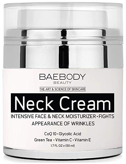 Baebody Neck Cream - Helps Fights the Appearance of Wrinkles. Lifting Moisturizer for Neck, Decollete, and Chest with AHA’s, CoQ10, Glycolic Acid, and Green Tea.