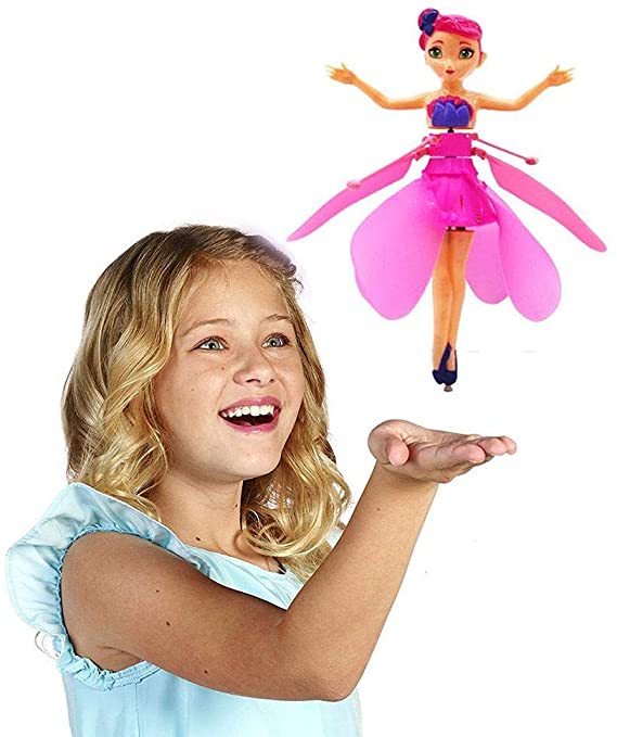 Automatic Induction Flying Elf Magic Fairy Doll with Lights for Kids Girl, USB Charging, 6 Years Old   (Pink & Remote Control)