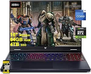 acer Predator Helios Neo 16 Gaming Laptop 16" WUXGA IPS 165Hz (100% sRGB) Intel 24-Core i9-14900HX 64GB RAM 4TB SSD GeForce RTX 4060 8GB RGB Backlit Killer AX1675i Win11 w/ICP Accessory