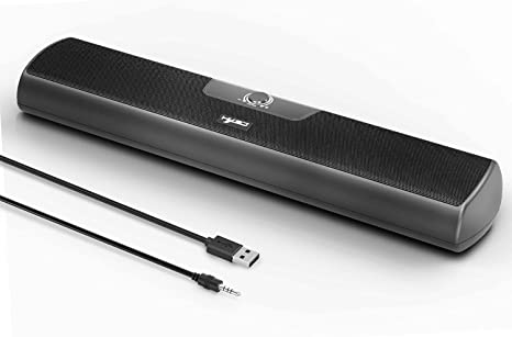 VersionTech Computer Speaker Mini Soundbar Wall Mountable, 10W Wired PC Speakers Sound Bar 3.5mm Input, USB Powered Sound Bar with Volume Control for Desktop Monitor Laptop Projector Mac