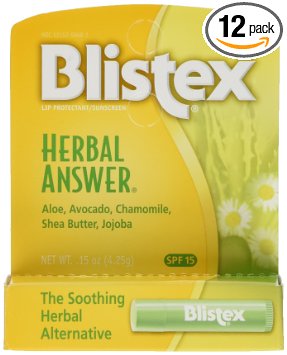 Blistex Herbal Answer Lip Protectant/Sunscreen, SPF 15, .15-Ounce Tubes (Pack of 12)
