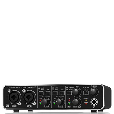 Behringer UMC204HD U-Phoria USB Audio/MIDI Interface with MIDAS Microphone Preamplifiers