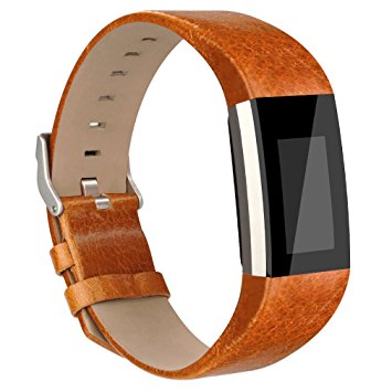 Vancle Fitbit Charge 2 Band,Luxury Genuine Leather Replacement Strap for Fit bit Charge 2(No Tracker)