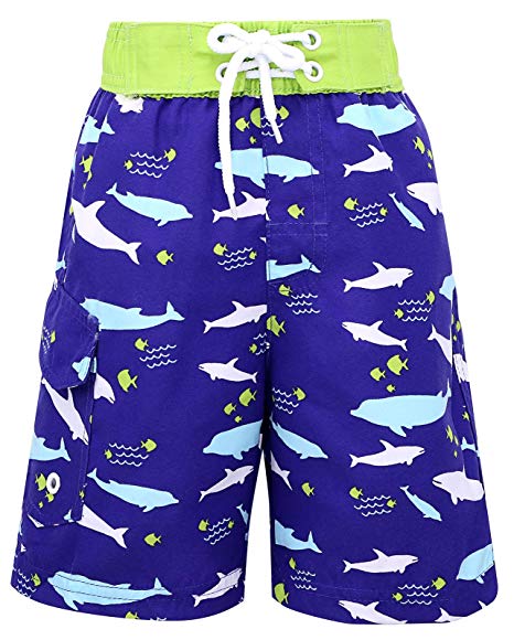 SimpliKids Boy's Quick Dry UPF 50  Sun Protection Swimsuit Beach Shorts Kids Swim Trunks