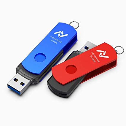 64GB USB 3.0 Flash Drive, 2 Pack 64 GB Thumb Drives with Led Indicator Light, High Speed 64gig Multipack Rotatable Jump Drive for Computer Backup Storage Zip Drives Memory Stick - Blue & Red