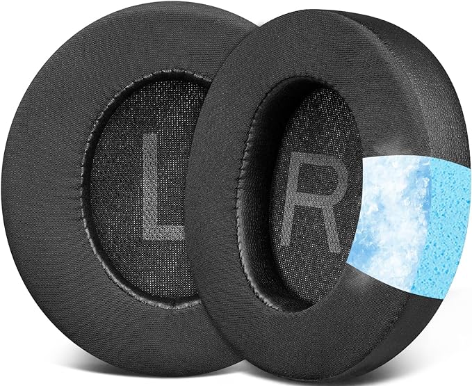 SOULWIT Cooling Gel Earpads Replacement for Anker Soundcore Space Q45 Headphones, Ear Pads Cushions with Ice Silk Fabric, High-Density Noise Isolation Foam - Black