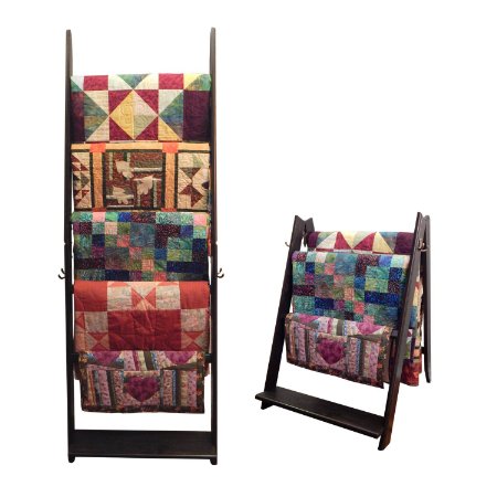 The LadderRack 2-in-1 Quilt Display Rack (5 Rung/24" Model/Weathered Black)