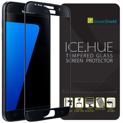 Galaxy S7 Screen Protector, GreatShield ICE.HUE Ultra Clear HD [3D Full Coverage | Tempered Glass] 0.20mm Oleophobic Coating Screen Protector for Samsung Galaxy S7 (Black)