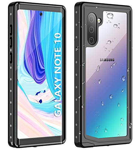 Nineasy Samsung Galaxy Note 10 Waterproof Case, 【2019 New】 360° Full Body Protection Underwater Cover IP68 Certified Dustproof Snowproof Shockproof Waterproof Case for Note 10(Black/Clear)
