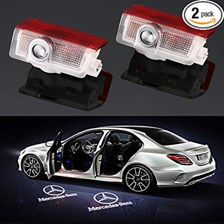 Car Door LED Logo Projector Light,Easy to Install 3D Shadow Courtesy Step Lights Welcome Emblem Lamp Compatible with Mercedes-Benz E A B C ML GL Class