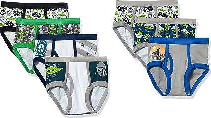 STAR WARS Boys' Baby Yoda Mandalorian 100% Cotton, Athletic Boxer Briefs, Assorted Prints, Sizes 2/3t, 4t, 4, 6, 8, and 10