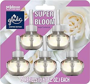 Glade PlugIns Refills Air Freshener, Scented and Essential Oils for Home and Bathroom, Super Bloom, 3.35 Fl Oz, 5 Count