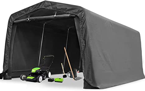 KING BIRD 10' x 15' Outdoor Portable Storage Shelter Shed for Motorcycle Heavy Duty Carport Anti-Snow Instant Garage with Reinforced Ground Bars