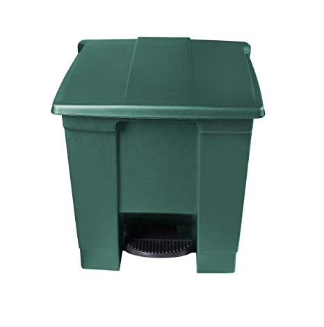 Rubbermaid Commercial 1829413 Step-On Lid Wastebasket, 8-gallon, Green