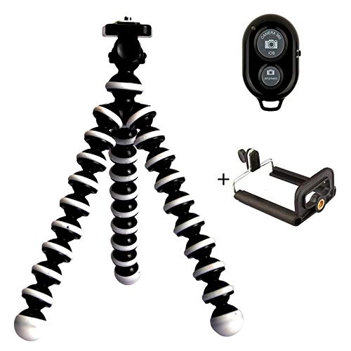 Selfie Tripod with Blue Tooth Shutter Remote for Cell Phone, GoPro, Digital Camera Flexible Octopus Gorilla Legs Will Wrap, Hang or Stand Anywhere!