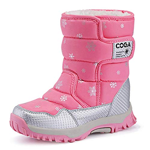 BIGU Snow Boots Girls Boys Outdoor Waterproof Winter Flat Shoes with Fur Lined(Toddler/Little Kid/Big Kid)