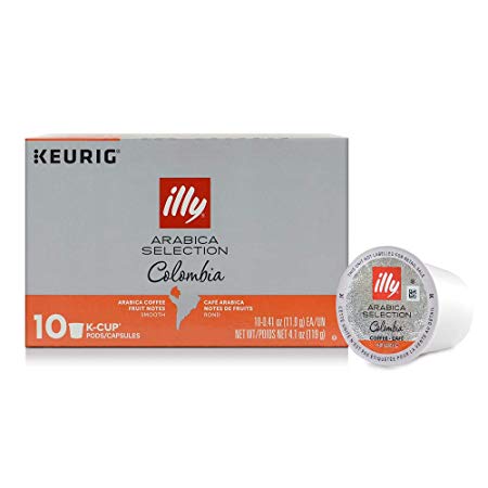illy Keurig Single-Serve Arabica Selection K-Cup Pods Colombia 10 Count Box, Colombia, 4.1 Ounce