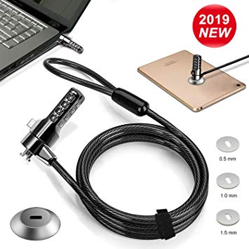 [2019 Upgraded] Computer Lock   Lock Slot Plate- 6.23ft Cable Secure Computer Combination Lock, 4 Digital Password Protection Computer Cable Security, Anti Theft Lock for Computer and Other Devices